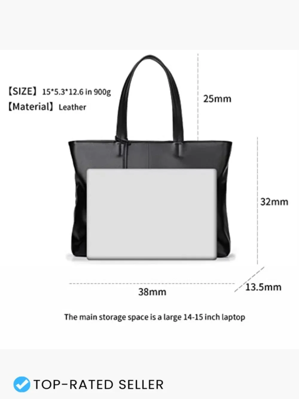 Men's Leather Briefcase Tote Bag Business Laptop Bag Large Capacity Elegant